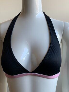 Billabong RARE black & pink halter sporty bikini top